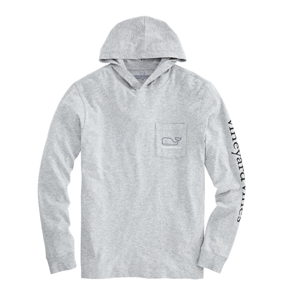 Vineyard Vines Tri-Color Whale Long-Sleeve Hoodie Pocket Tee